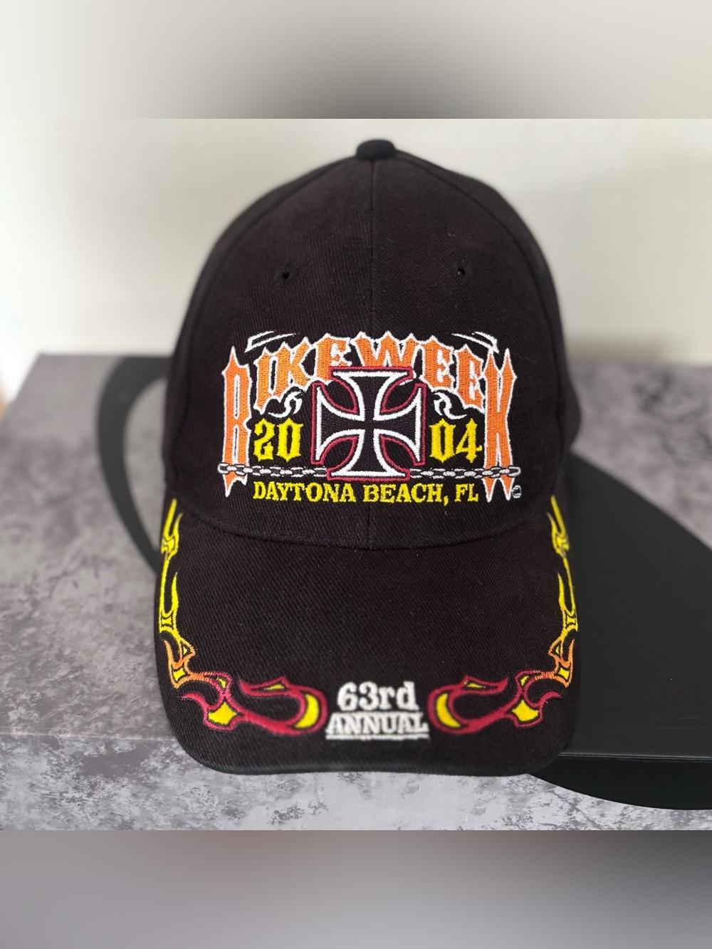 Daytona Bike Week 2004 Hat Vintage 63rd Annual Iron Cross Flame Cap Capsmith